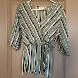 Sienna Sky Cross Tie Striped Blouse
